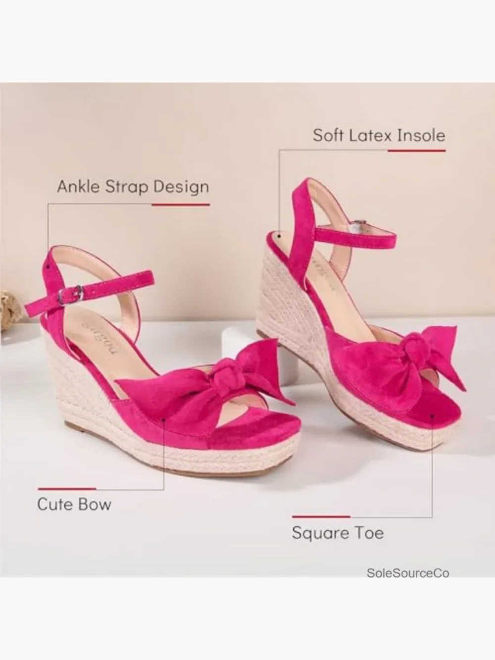 Wedge Espadrilles Platform Sandals Bow Ankle Strap Comfort Summer
